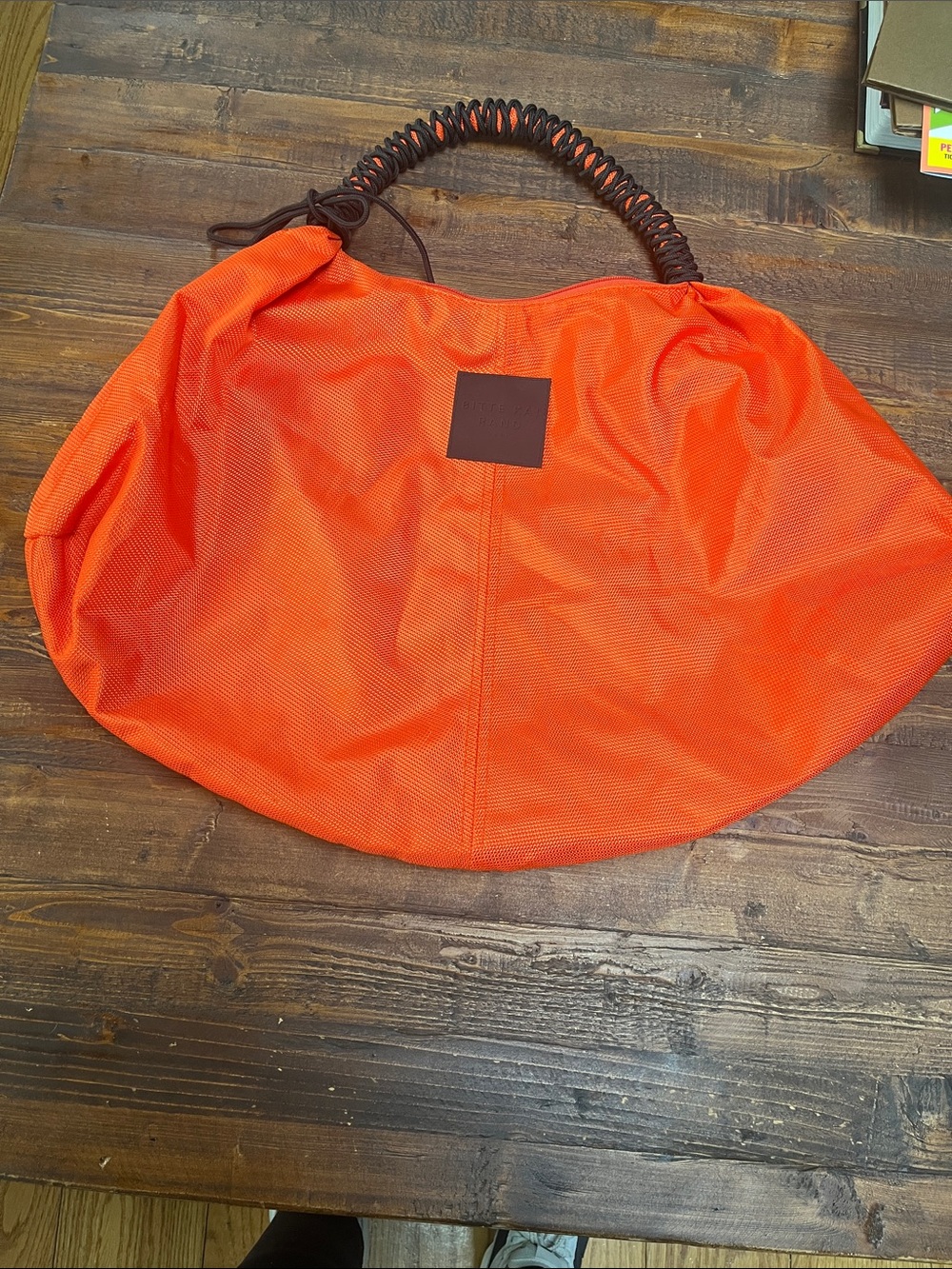 Spacious Orange Women’s Tote with Coiled Handle